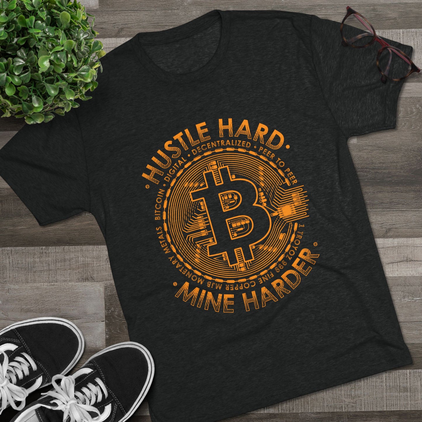 Bitcoin Mine Harder Men's Tri-Blend Crew Tee