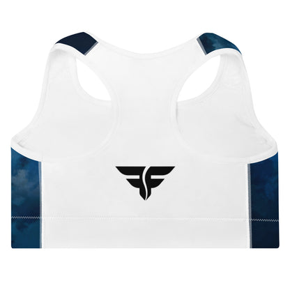 Watercolor Dark Blue Padded Sports Bra